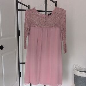 As U Wish Blush Pink Lace Kids Dress Size Small